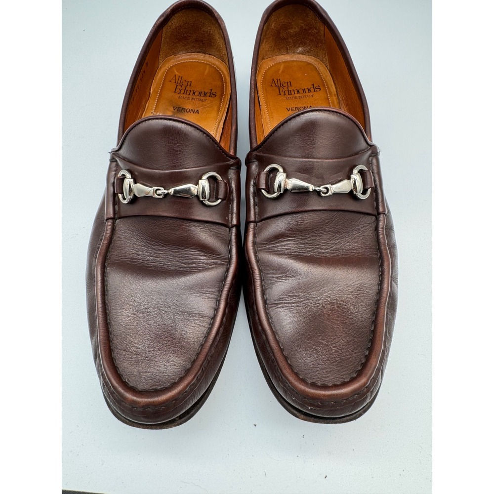 Allen Edmonds Verona Brown Leather Horsebit Loafers Made in Italy Men's US 10.5B